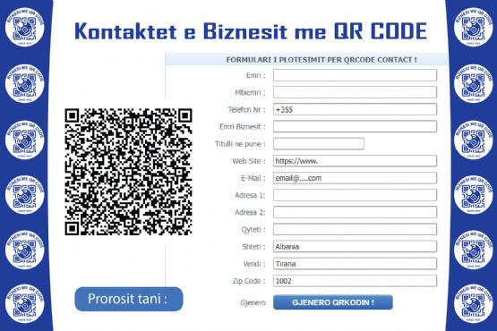 Antarësimi një vjeçar me paketën KONTAKT-VIRTUAL per kontaktet e biznesit me QR CODE te Albania Network Global per vitin 2023.